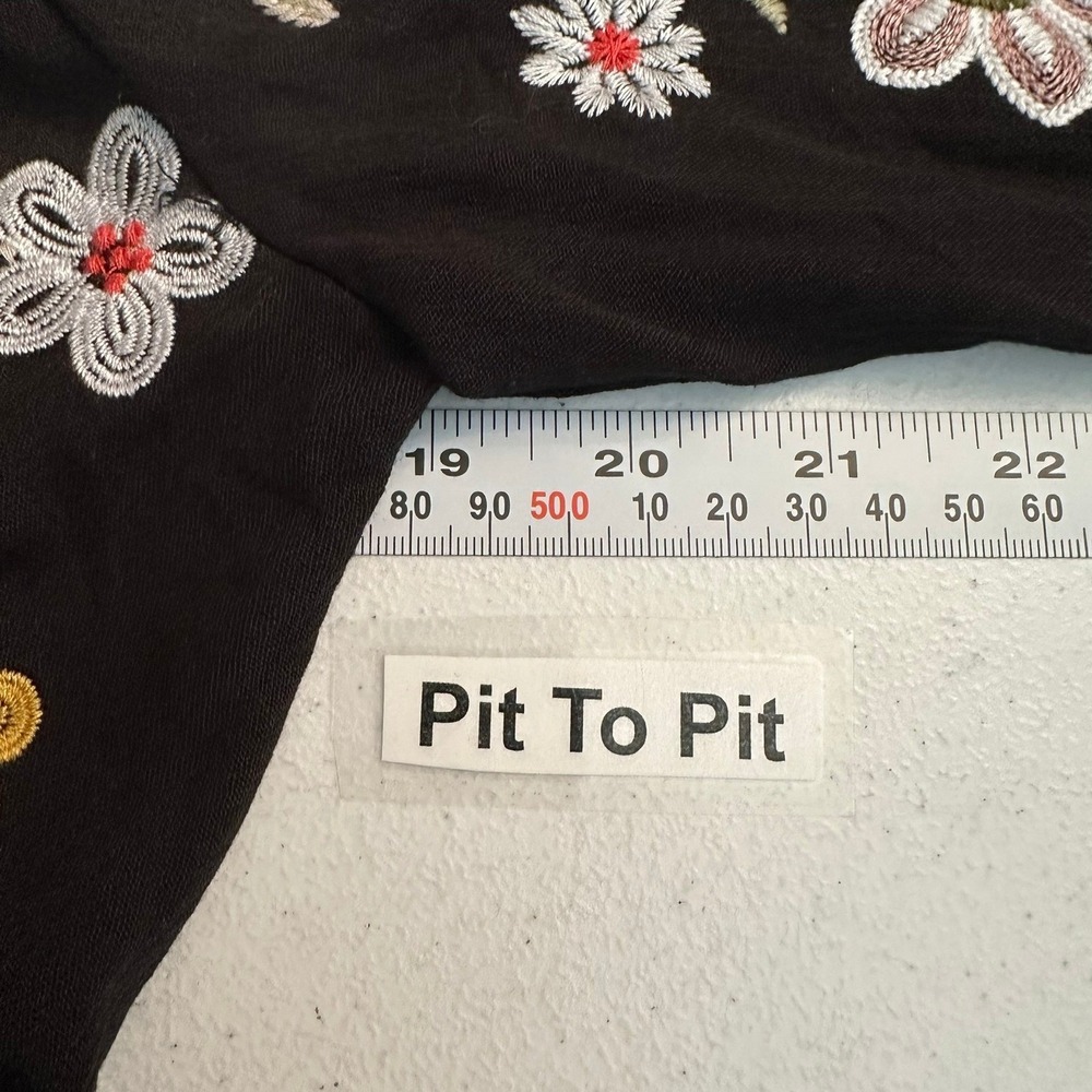 Womens Boho Embroidered Floral Dress Size L Dark Romantic Folk Art Cottagecore - Picture 6 of 8